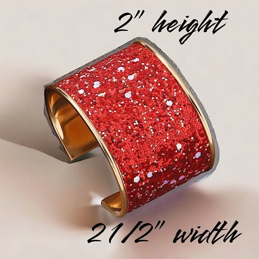 Red Glitter Bling Bracelet l Cuff l New
